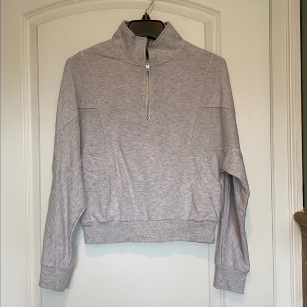 gray quarter zip up